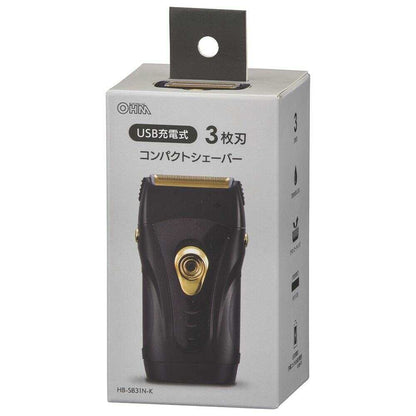 Ohm Electric Compact Shaver 3-Blade USB Rechargeable