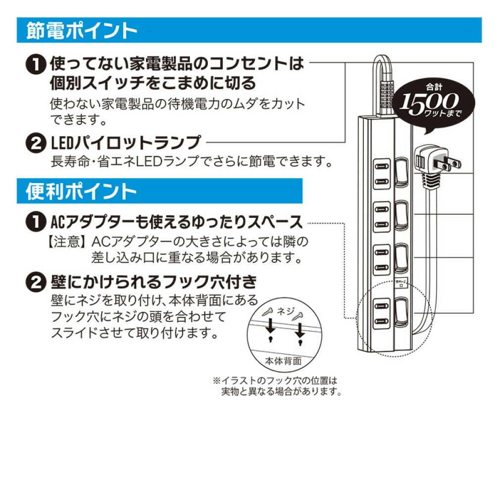 Ohm Electric Lightning Resistant Energy Saving Tap 4 Outlets 1m