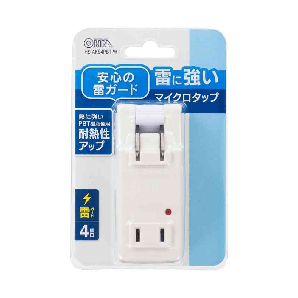 Ohm Electric Lightning-Resistant Micro Tap 4-Outlet HS-AKS4PBT-W