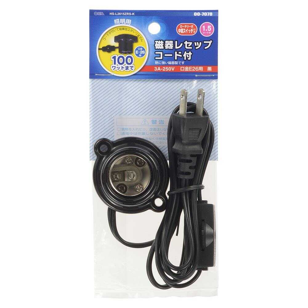 Ohm Electric Ceramic Socket E26 1.5m Cord with Switch 1 Piece