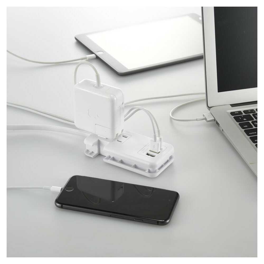 Ohm Electric Mobile USB Tap with Storage PD Compatible HS-A3U2C120E-W