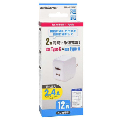Ohm Electric AC Charger 12W Type-C + Type-A