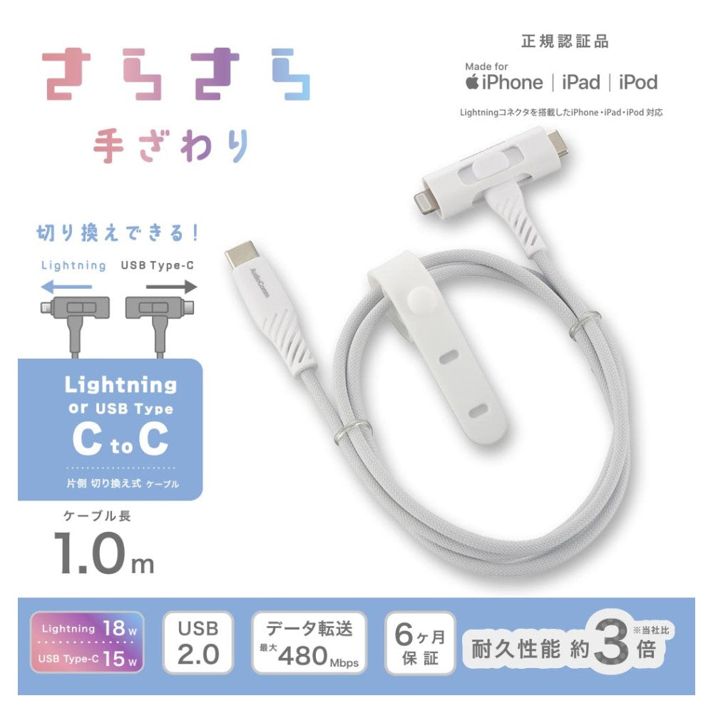Ohm Electric Smooth USB Cable T-Type 1m