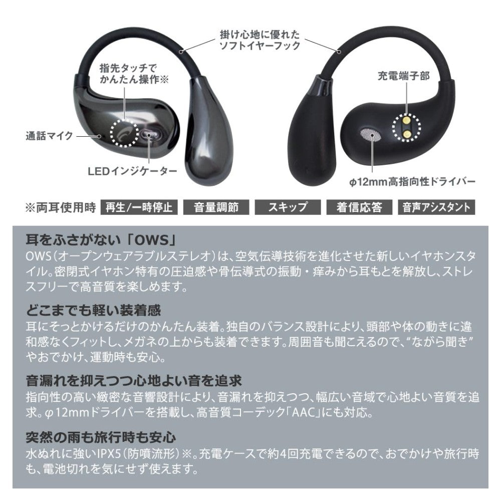 Ohm Electric Completely Wireless Earphones with Ear Hooks