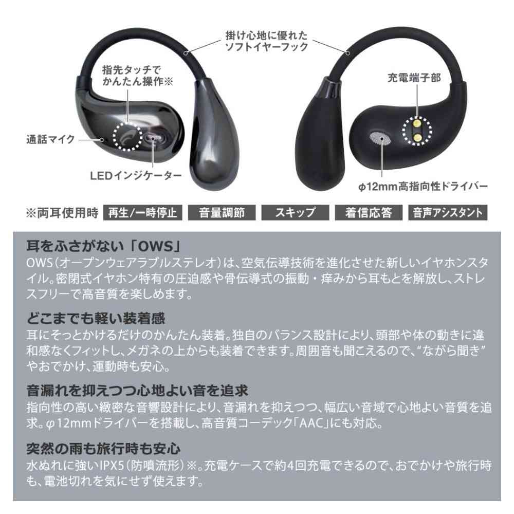 Ohm Electric Completely Wireless Earphones with Ear Hooks
