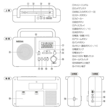 Ohm Electric PLL Portable Radio AM/FM/Radio NIKKEI