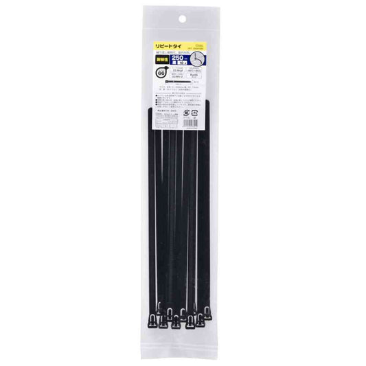 Ohm Electric Repeat Tie Weather Resistant 250mm Black 04-3305 (10 pcs)