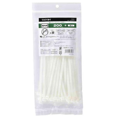 Ohm Electric Wide Tie Indoor Use 200mm White 04-3326 (50 pcs)
