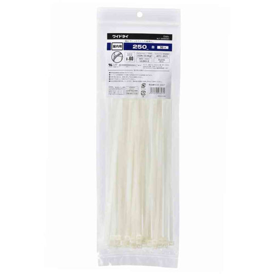Ohm Electric Wide Tie Indoor Use 250mm White 04-3327 (50 pcs)