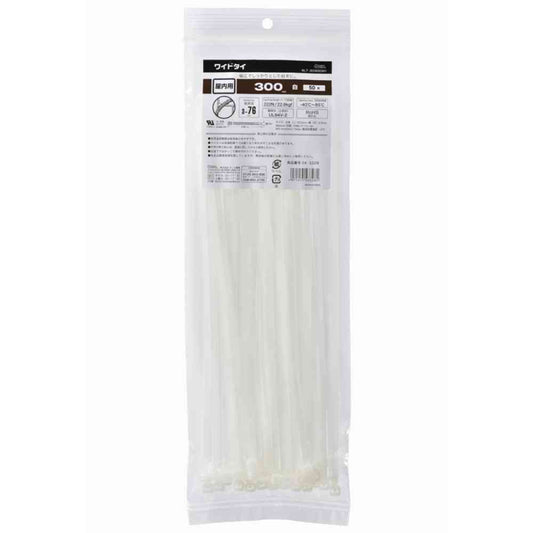 Ohm Electric Wide Tie Indoor Use 300mm White 04-3328 (50 pcs)
