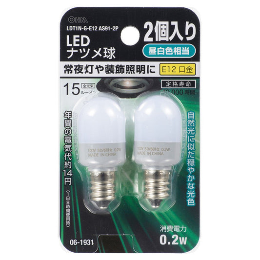 Ohm Electric LED Natsume Bulb E12 Daylight White 2-Pack