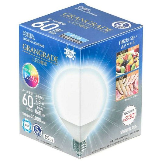Ohm Electric LED Bulb Ball Shape E26 Equivalent to 60W