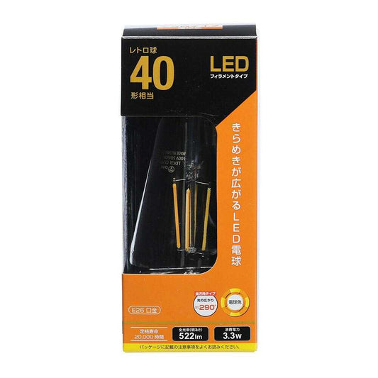 Ohm Electric LED Filament Type Retro Bulb E26 Equivalent to 40W