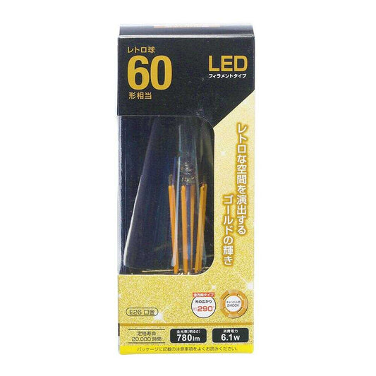 Ohm Electric LED Filament Type Retro Bulb E26 Equivalent to 60W
