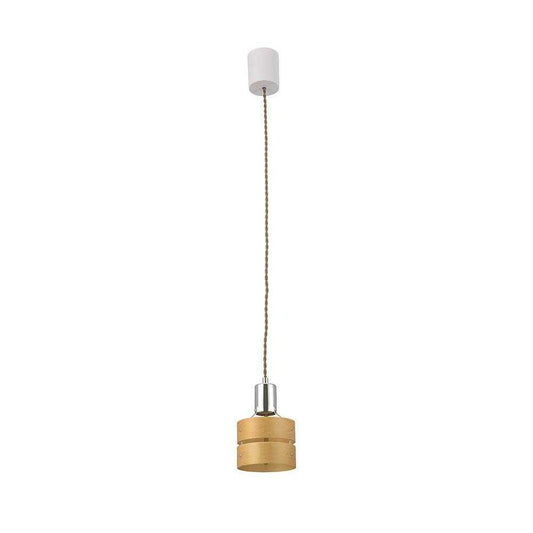 Ohm Electric Pendant Light with Wooden Shade - Natural
