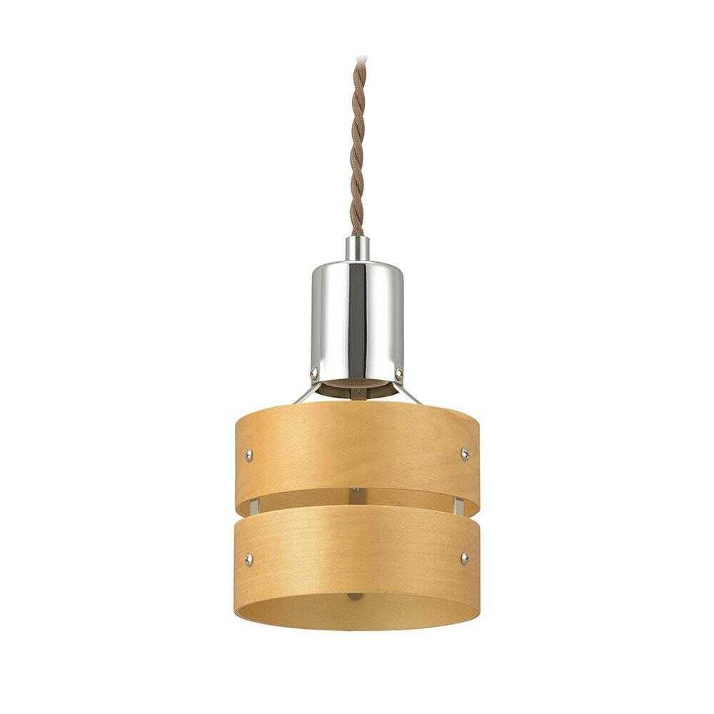Ohm Electric Pendant Light with Wooden Shade - Natural