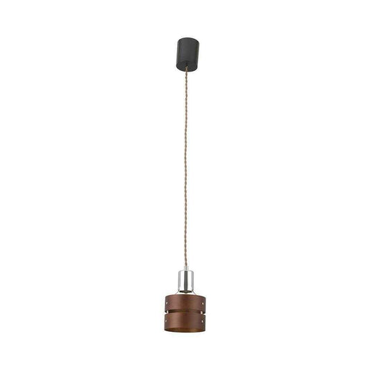 Ohm Electric Pendant Light with Wooden Shade, Brown