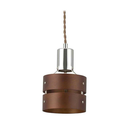 Ohm Electric Pendant Light with Wooden Shade, Brown
