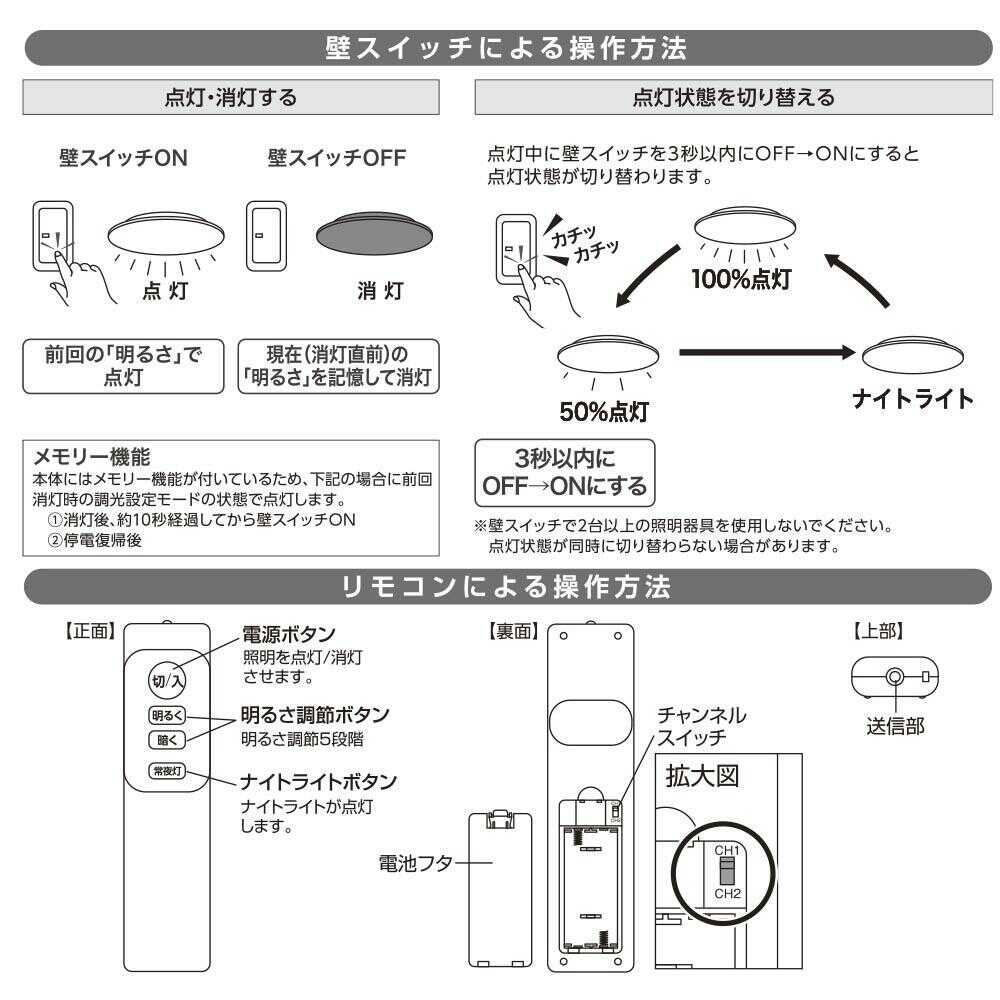 Ohm Electric LED Ceiling Light for 6 Tatami with Dimming