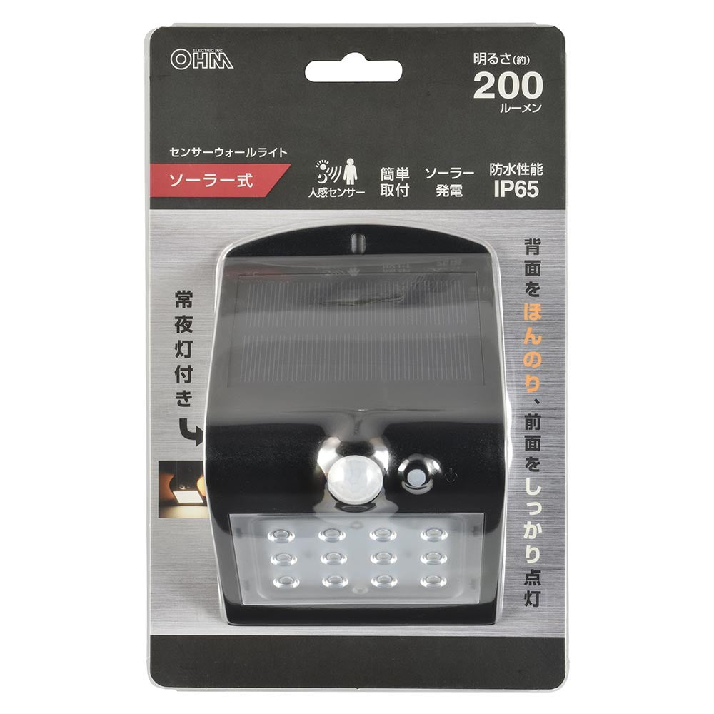 Ohm Electric Sensor Wall Light Solar 200 Lumens Black