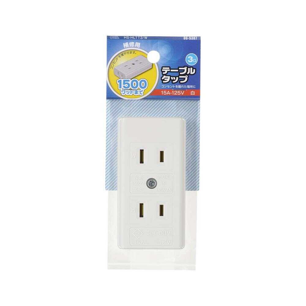 Ohm Electric L-Type 3-Socket Table Tap
