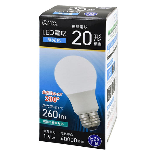 Ohm Electric LED Bulb E26 20W Equivalent Daylight White
