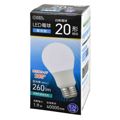 Ohm Electric LED Bulb E26 20W Equivalent Daylight White