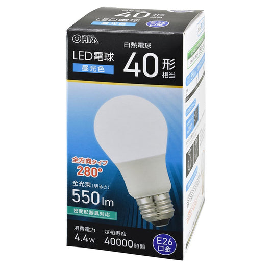 Ohm Electric LED Bulb E26 40W Equivalent Daylight White