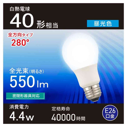 Ohm Electric LED Bulb E26 40W Equivalent Daylight White