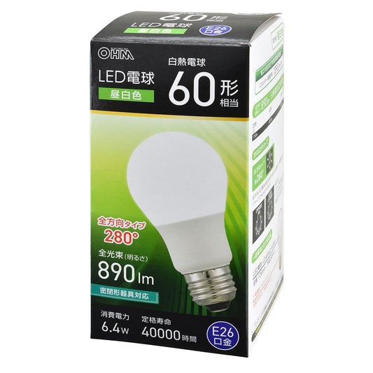 Ohm Electric LED Bulb E26 60W Equivalent Daylight White