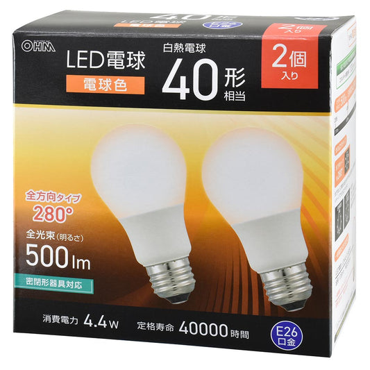 Ohm Electric LED Bulb Equivalent to 40W Warm White (2-pack)