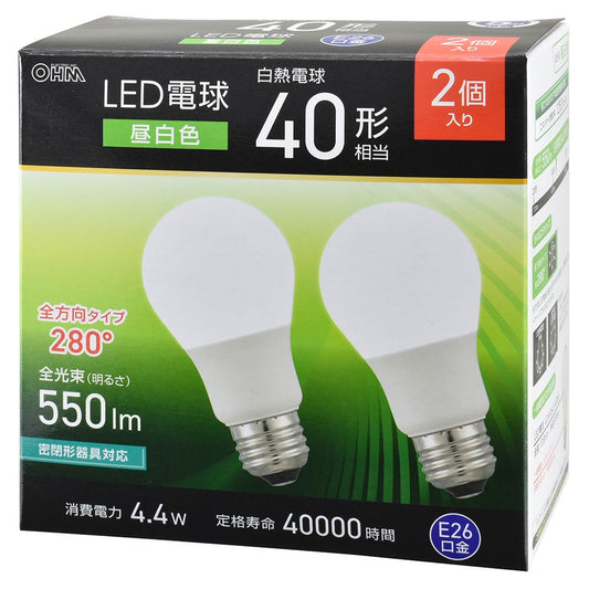 Ohm Electric LED Bulb Equivalent to 40W Daylight (2-pack)
