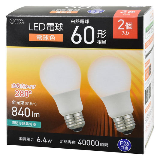 Ohm Electric LED Bulb 60W Equivalent Warm White 2-Pack