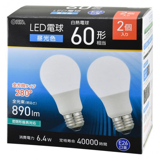 Ohm Electric LED Bulb 60W Equivalent Daylight White 2-Pack