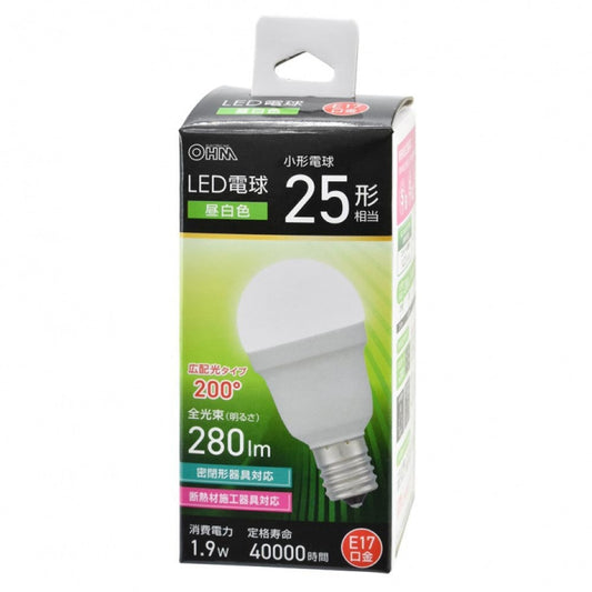Ohm Electric LED Bulb Small 25W Equivalent Daylight White