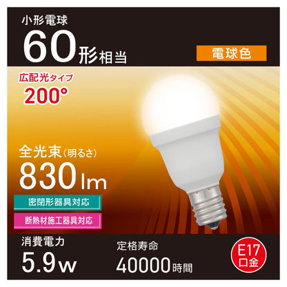 Ohm Electric LED Bulb Small Size Equivalent to 60W Warm White (1 unit)