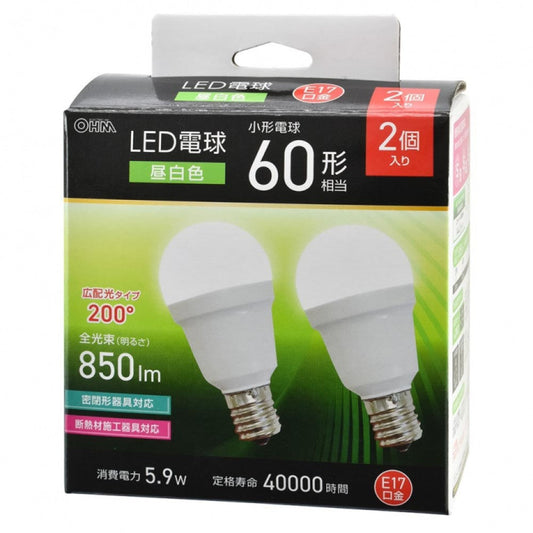 Ohm Electric LED Bulb Small Size Equivalent to 60W Daylight (2-pack)