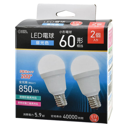 Ohm Electric LED Bulb Small Size Equivalent to 60W Daylight (2-pack)
