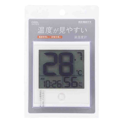 Ohm Electric Easy-to-Read Thermo-Hygrometer with Clock Function
