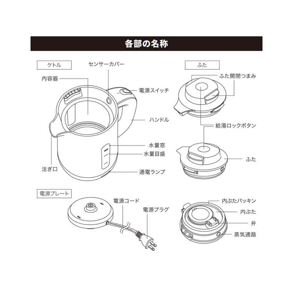 Ohm Electric Kettle with Spill-Resistant Design 1 Liter