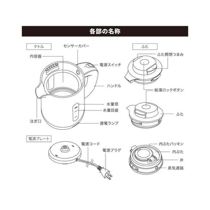 Ohm Electric Kettle with Spill-Resistant Design 1 Liter