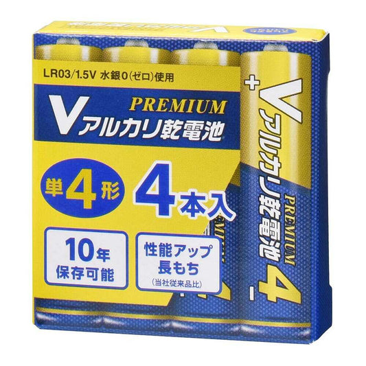 Ohm Electric V Alkaline Dry Battery Premium Type AAA LR03PN4P Pack of 4