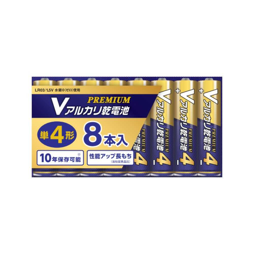 Ohm Electric V Alkaline Battery Premium Type AAA LR03PN8P 8-Pack