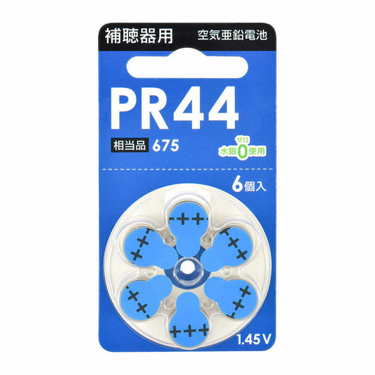 Ohm Electric Air Zinc Battery for Hearing Aids PR44 PR44B6P Pack of 6