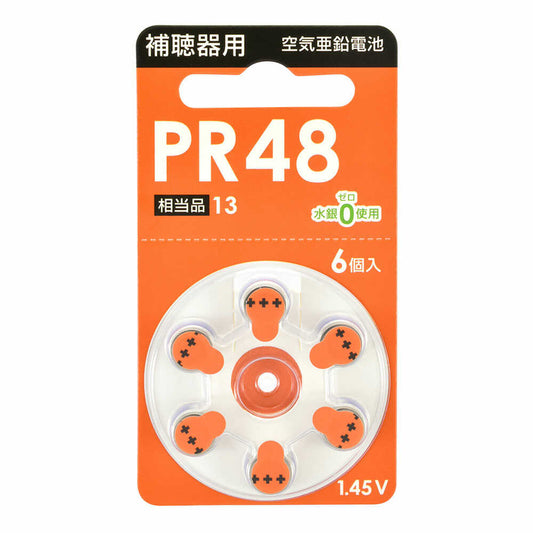 Ohm Electric Air Zinc Battery for Hearing Aids PR48 PR48B6P Pack of 6