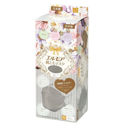 Elmore Skin-Friendly Mask Flower Gray Individually Wrapped 24 Sheets