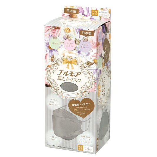 Elmore Skin-Friendly Mask Flower Gray Individually Wrapped 24 Sheets