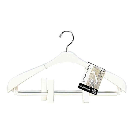 Shinko Hanger Mono Closet Suit Hanger Slim Clip White 2-Pack