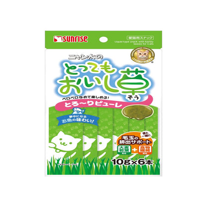Marukan Sunrise NyanTa's Very Delicious Grass Creamy Puree 10g x 6 Tubes