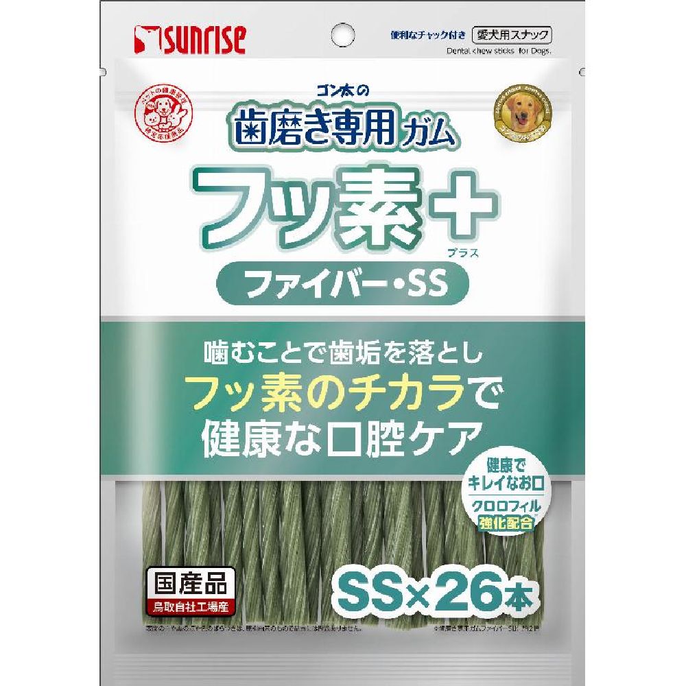Marukan Sunrise Gonta's Toothbrush Chew with Fluoride Plus Fiber SS Size with Chlorophyll 26 Pieces